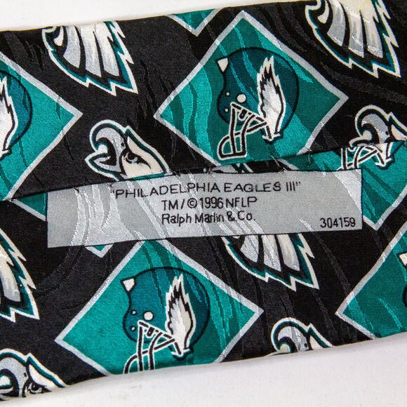 Vtg Philadelphia Eagles Neck Tie Ralph Marlin Silk 1996 RM Sport NFL 56"L 3 3/4W - Picture 3 of 5